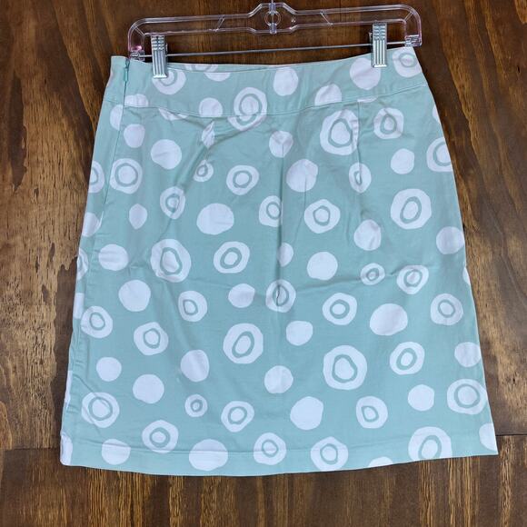 Talbots Womens Skirt Green White Polka Dot Pattern A-Line Stretch 8 Petite - Picture 10 of 12
